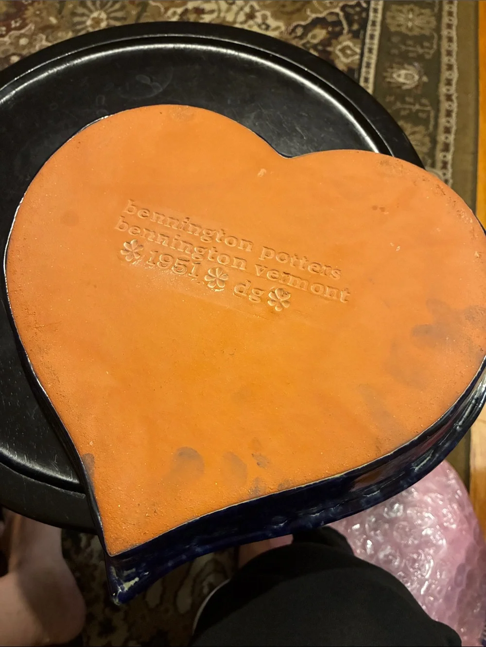 Bennington Potters Vermont large heart baker in blue agate